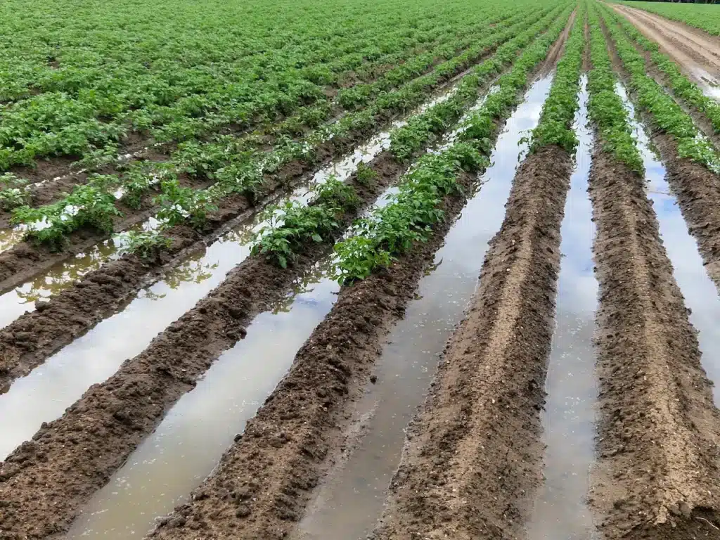 Cabbage Crop and Water in the Puddle 